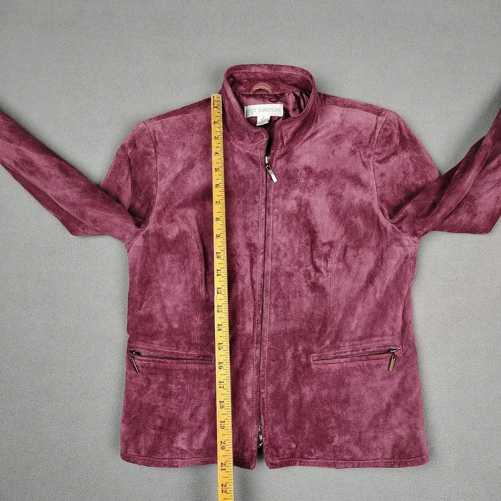 Petite Sophisticate Suede Leather Jacket Women Small‎ Merlot Full Zip Lined